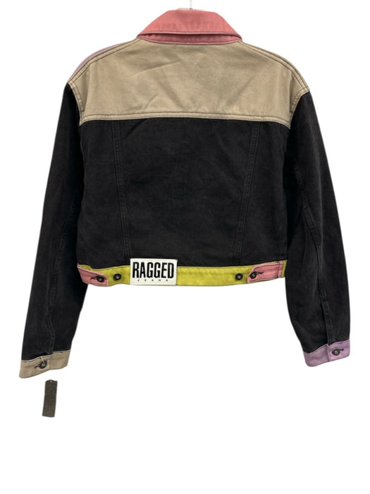 Ragged Jeans Size XS Black, Pink & Blue Cotton Denim Color Block Paneled Jacket Black, Pink & Blue / XS