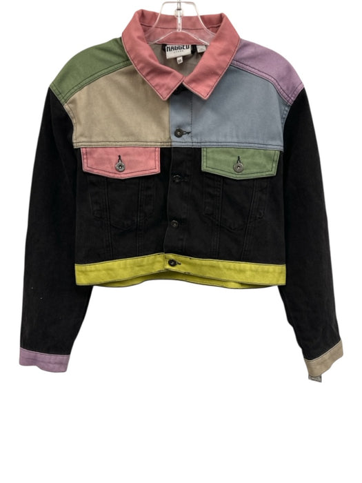Ragged Jeans Size XS Black, Pink & Blue Cotton Denim Color Block Paneled Jacket Black, Pink & Blue / XS