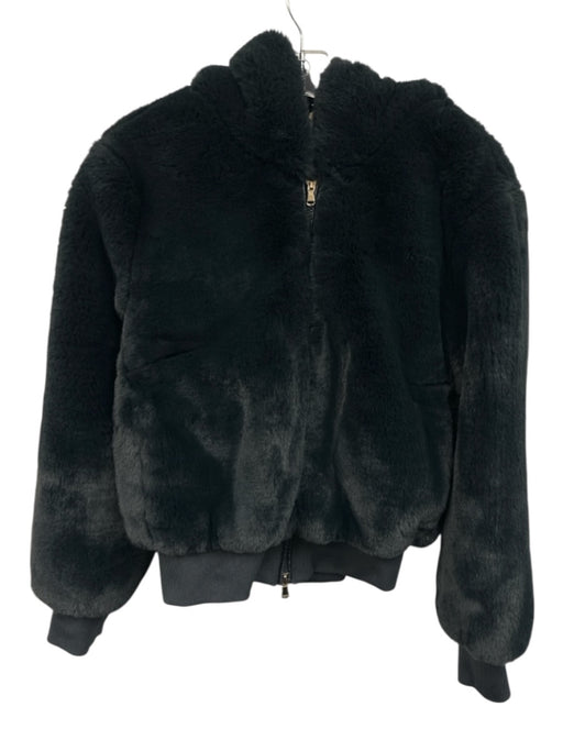 Geospirit Size 46 / L Dark Blue Polymide Faux Fur Zip Up Hood Jacket Dark Blue / 46 / L
