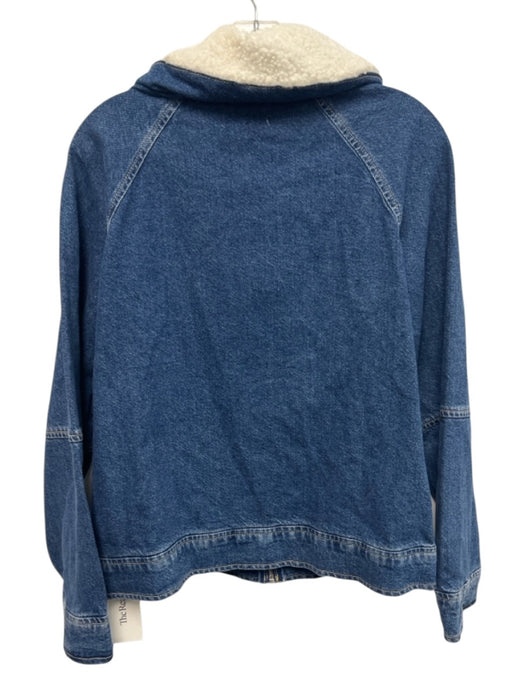 Rails Size M Med Wash Cotton Denim Fleece Collar Patch Pocket Zip front Jacket Med Wash / M