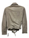 All Saints Size 4 Light Gray Leather Silver Zipper Zip Pocket Belted Moto Jacket Light Gray / 4