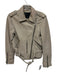 All Saints Size 4 Light Gray Leather Silver Zipper Zip Pocket Belted Moto Jacket Light Gray / 4