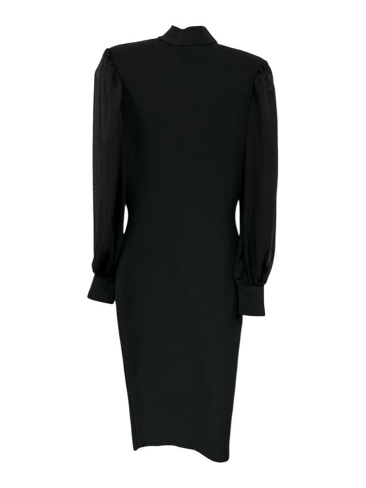 Karen Millen Size XS Black Recycled Polyester Chiffon Long Sleeve Dress Black / XS