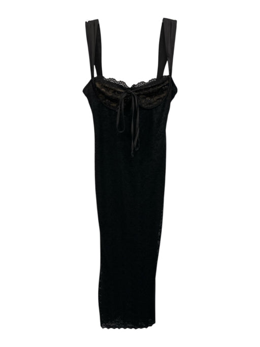 Sky To Moon Size M Black Nylon Blend Lace Overlay Sleeveless Satin Trim Dress Black / M