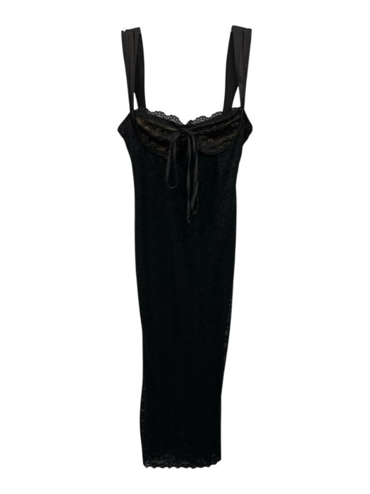 Sky To Moon Size M Black Nylon Blend Lace Overlay Sleeveless Satin Trim Dress Black / M