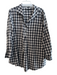 Lafayette 148 Size XL Black & White Viscose Cotton Plaid Button Down Top Black & White / XL