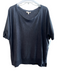 Eileen Fisher Size Large Black Organic Cotton Wide Neck Short Sleeve Top Black / Large