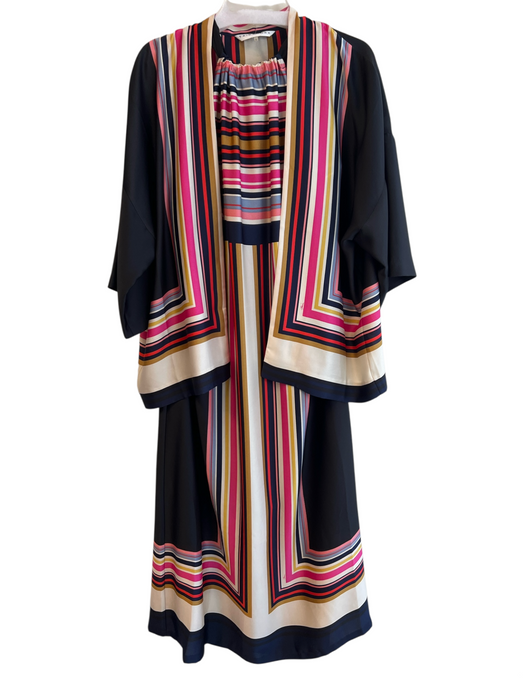 Trina Turk Size XL Black & Multi Polyester Sleeveless 2 Piece Set Maxi Dress Black & Multi / XL