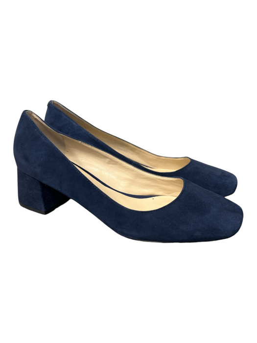 Karl Lagerfeld Shoe Size 8.5 Navy Blue Suede Square Toe Block Heel Pump Shoes Navy Blue / 8.5