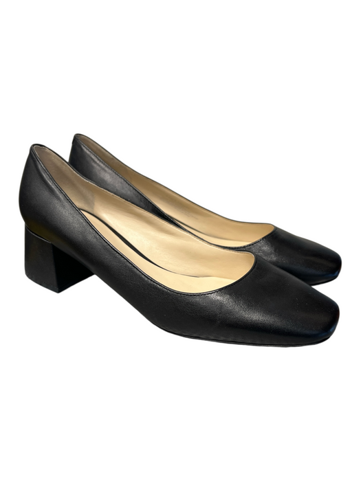 Karl Lagerfeld Shoe Size 8.5 Black Leather Square Toe Block Heel Pump Shoes Black / 8.5