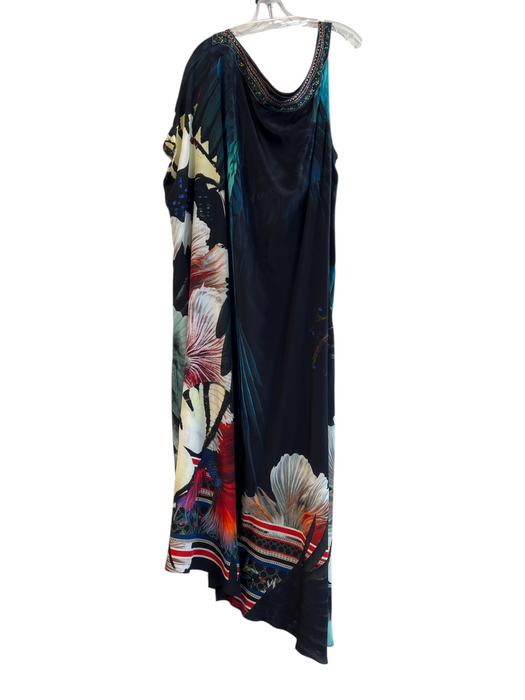 Camilla Size L/XL Black & Multi Silk Floral One Shoulder Sequin Detail Dress Black & Multi / L/XL