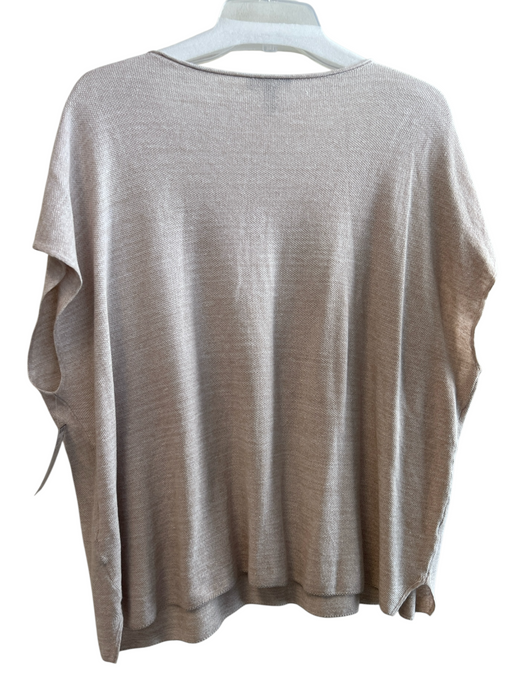 Eileen Fisher Size XL Oatmeal Organic Linen Wide Neck Drop Shoulder Top Oatmeal / XL