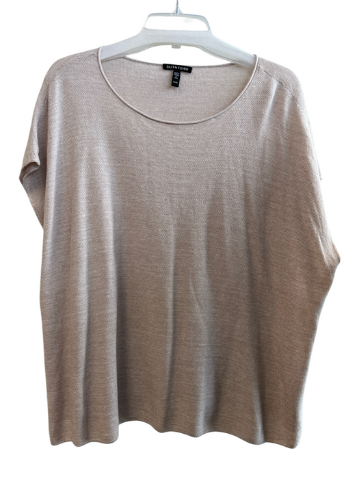 Eileen Fisher Size XL Oatmeal Organic Linen Wide Neck Drop Shoulder Top Oatmeal / XL