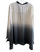 Eileen Fisher Size Large Cream & Gray Silk Long Sleeve Button Down Ombre Top Cream & Gray / Large