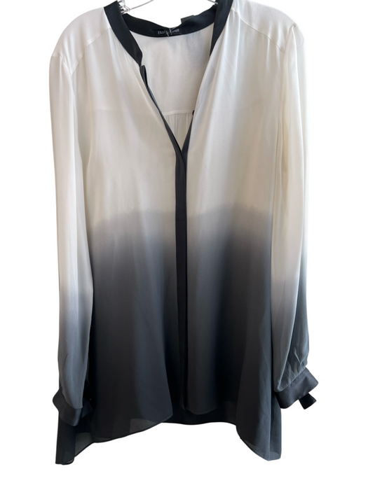 Eileen Fisher Size Large Cream & Gray Silk Long Sleeve Button Down Ombre Top Cream & Gray / Large