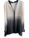 Eileen Fisher Size Large Cream & Gray Silk Long Sleeve Button Down Ombre Top Cream & Gray / Large