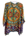 Johnny Was Size XL Multi Silk Abstract Print Long Sleeve Round Neck Top Multi / XL