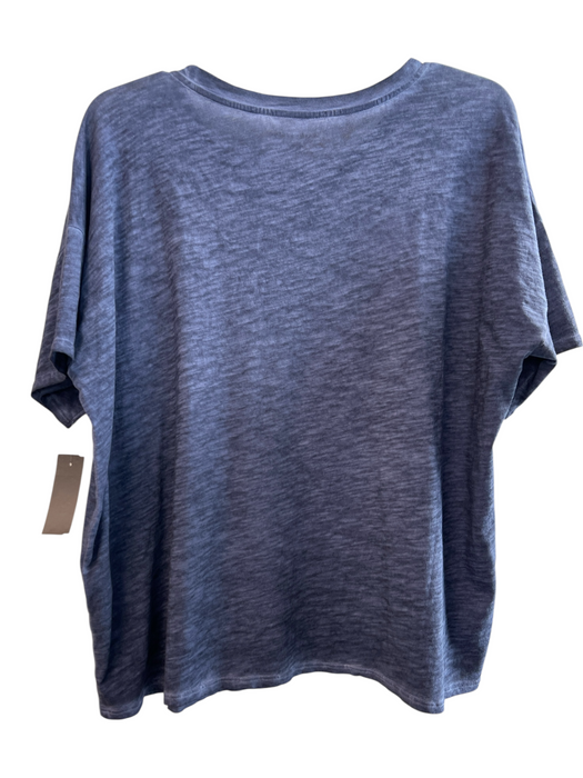 Eileen Fisher Size Large Navy Organic Cotton Short Sleeve Crew Neck T Shirt Top Navy / Large