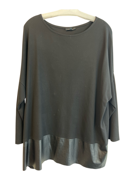 Lafayette 148 Size M/L Black Viscose Blend Drop Shoulder Long Sleeve Tunic Top Black / M/L