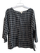 Eileen Fisher Size XL Black & White Organic Linen Grid Print Wide Neck Top Black & White / XL