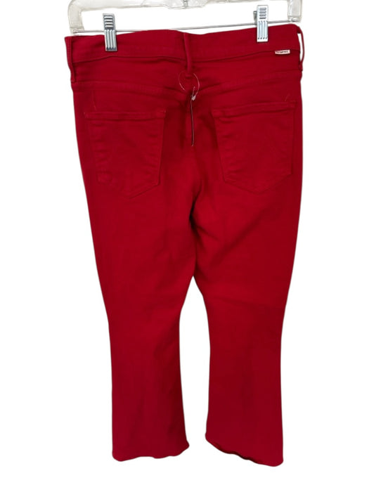 Mother Size 29 Red Cotton Blend High Waist Zip Fly Mini Flare Pockets Pant Set Red / 29