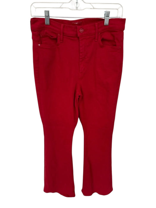 Mother Size 29 Red Cotton Blend High Waist Zip Fly Mini Flare Pockets Pant Set Red / 29