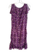Suncoo Size T2 Purple & Cream Viscose Blend All Over Print Ruched Dress Purple & Cream / T2