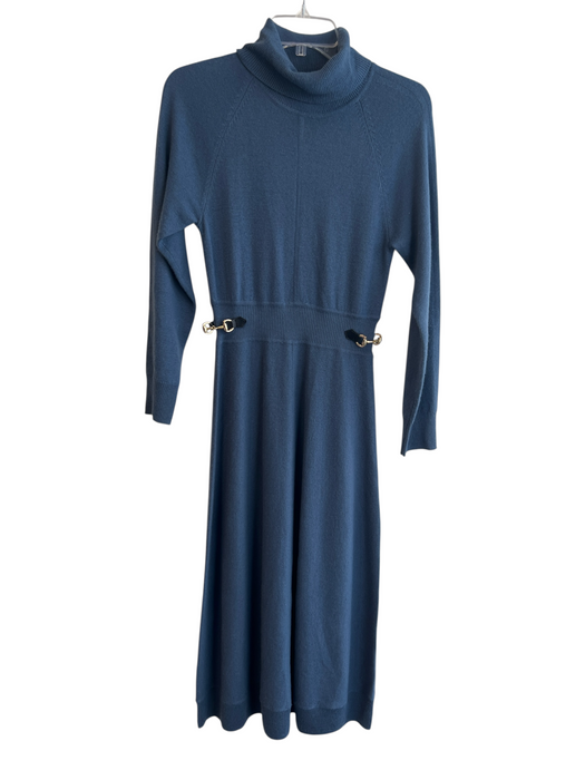 Derek Lam 10 Crosby Size S/P Blue Wool Turtle Neck Long Sleeve Dress Blue / S/P