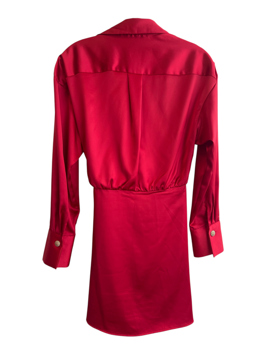 Gianni Bini Size 2 Red No Fabric Tag Deep V Neck Collared Tie At Waist Dress Red / 2