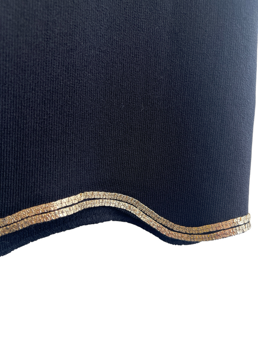 Sandro Size Medium Black Viscose Gold trim Crop Top Sleevel Print Skirt Set Black / Medium