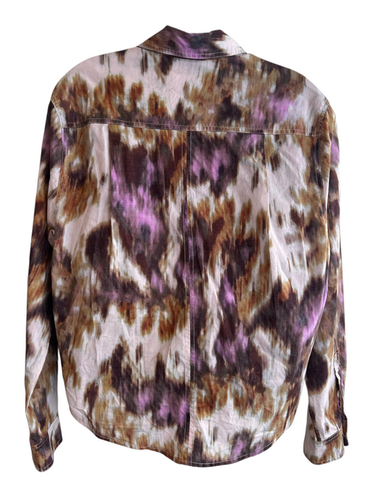 No Brand Size 36 Purple & Multi Cotton Tie Dye Button Down Long Sleeve Skirt Set Purple & Multi / 36