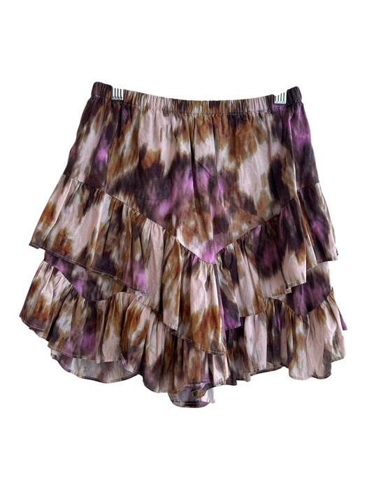 No Brand Size 36 Purple & Multi Cotton Tie Dye Button Down Long Sleeve Skirt Set Purple & Multi / 36