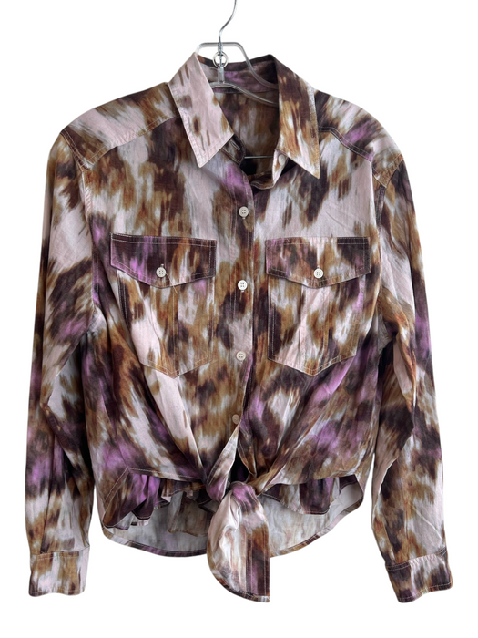 No Brand Size 36 Purple & Multi Cotton Tie Dye Button Down Long Sleeve Skirt Set Purple & Multi / 36