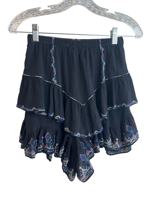 Isabel Etoile Marant Size 34 Black Cotton Long Sleeve Embroidery Mini Skirt Set Black / 34