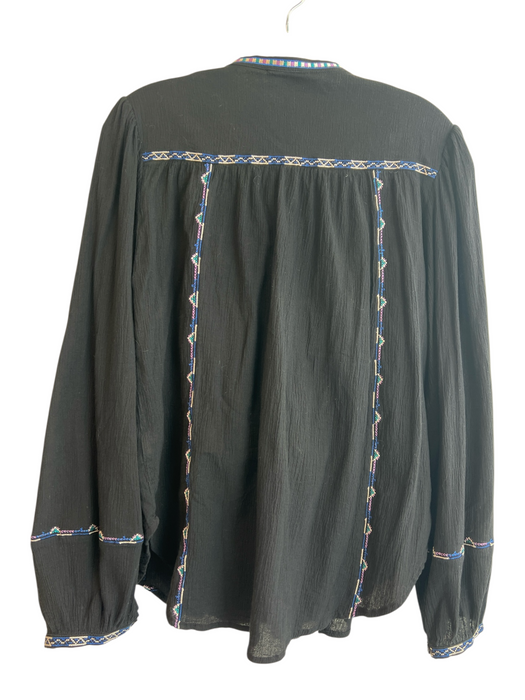 Isabel Etoile Marant Size 34 Black Cotton Long Sleeve Embroidery Mini Skirt Set Black / 34