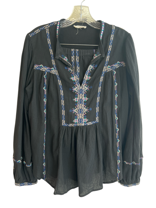 Isabel Etoile Marant Size 34 Black Cotton Long Sleeve Embroidery Mini Skirt Set Black / 34