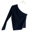 Intermix Size Medium Black Viscose Blend One Shoulder Long Sleeve Ribbed Top Black / Medium