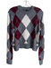 Maje Size 2 Gray & multi Wool Blend Argyle Rhinestone Detail Long Sleeve Sweater Gray & multi / 2