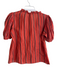 Ulla Johnson Size 6 Orange & Multi Cotton Striped Short Sleeve Ruffle Detail Top Orange & Multi / 6