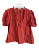 Ulla Johnson Size 6 Orange & Multi Cotton Striped Short Sleeve Ruffle Detail Top Orange & Multi / 6