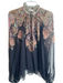 Zimmermann Size 1 Black & Multi Silk Long Sleeve Paisley Print Ruffle collar Top Black & Multi / 1