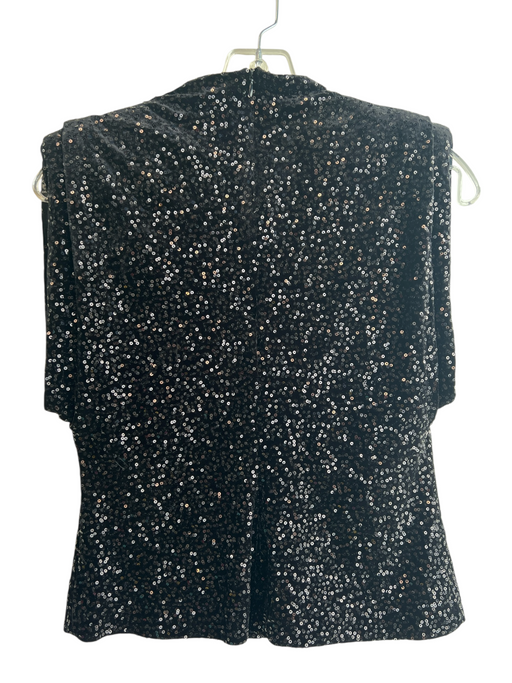Zara Size Medium Black No Fabric Tag Lined High Neck Sequins Back Zip Top Black / Medium