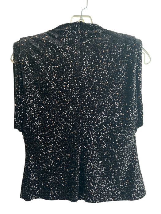 Zara Size Medium Black No Fabric Tag Lined High Neck Sequins Back Zip Top Black / Medium
