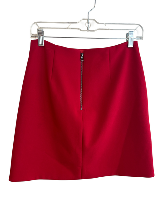 Alice & Olivia Size Est Small Red Acetate Blend Back Zip Ruched Side Skirt Red / Est Small