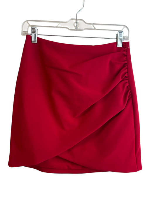 Alice & Olivia Size Est Small Red Acetate Blend Back Zip Ruched Side Skirt Red / Est Small