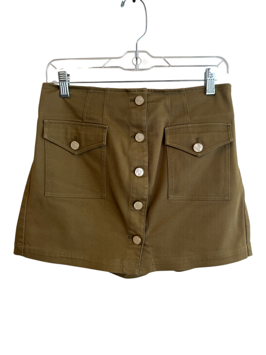 Derek Lam 10 Crosby Size 6 Olive Green Cotton Side Zip Front Pocket Mini Skirt Olive Green / 6