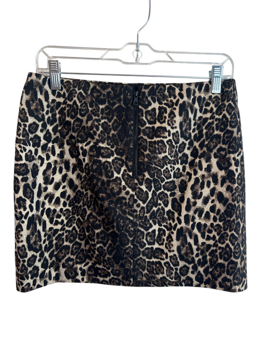 Alice & Olivia Size Small Black, Tan & Gold Cotton Blend Animal Print Mini Skirt Black, Tan & Gold / Small