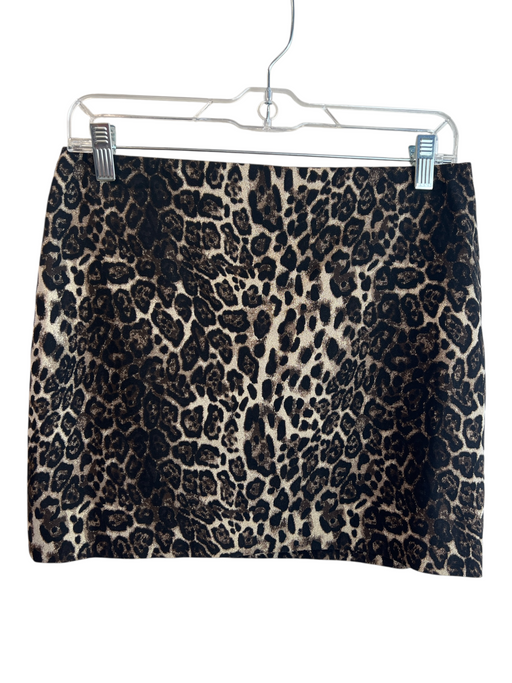 Alice & Olivia Size Small Black, Tan & Gold Cotton Blend Animal Print Mini Skirt Black, Tan & Gold / Small