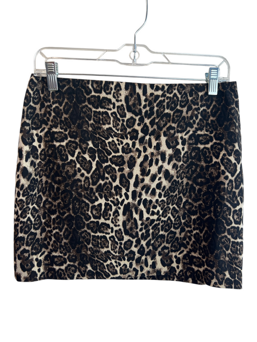 Alice & Olivia Size Small Black, Tan & Gold Cotton Blend Animal Print Mini Skirt Black, Tan & Gold / Small