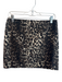 Alice & Olivia Size Small Black, Tan & Gold Cotton Blend Animal Print Mini Skirt Black, Tan & Gold / Small